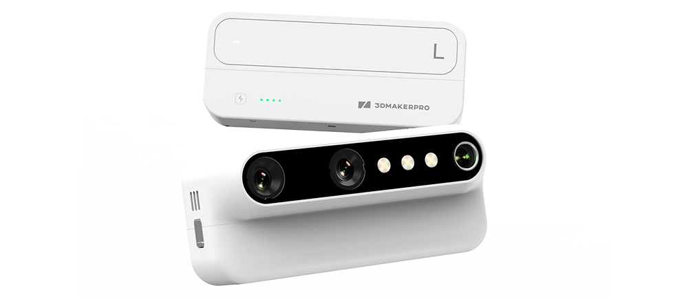 3DMakerpro Turtle L-module with battery base: supports flexible connection to either a PC or Control Pad for large scans.