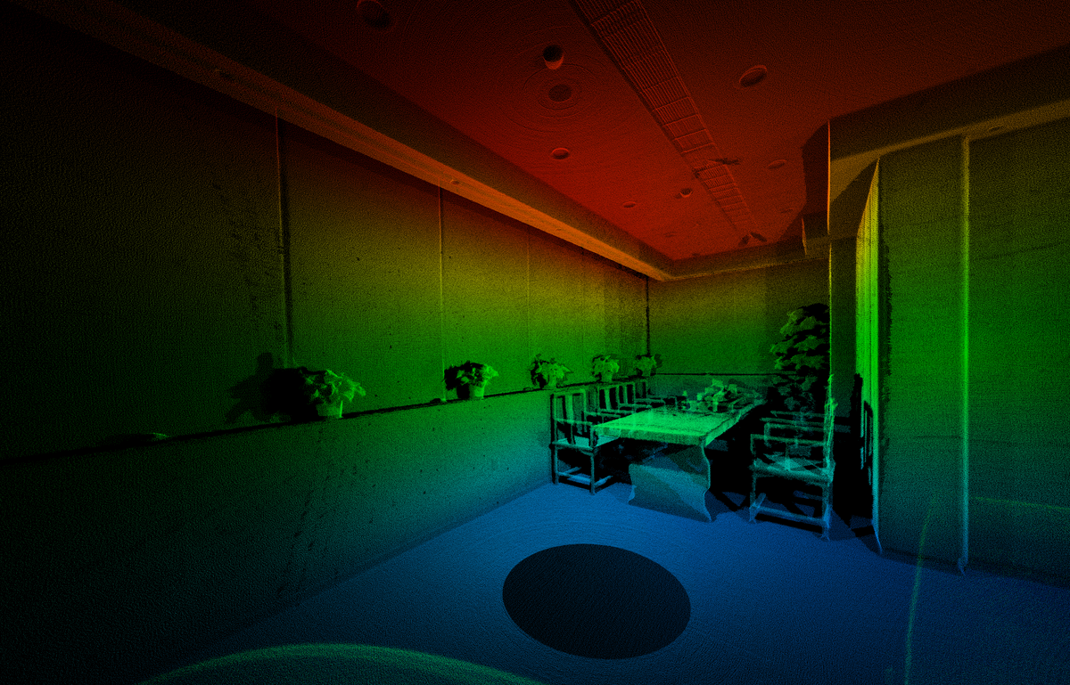 Living room, Height-colored point cloud